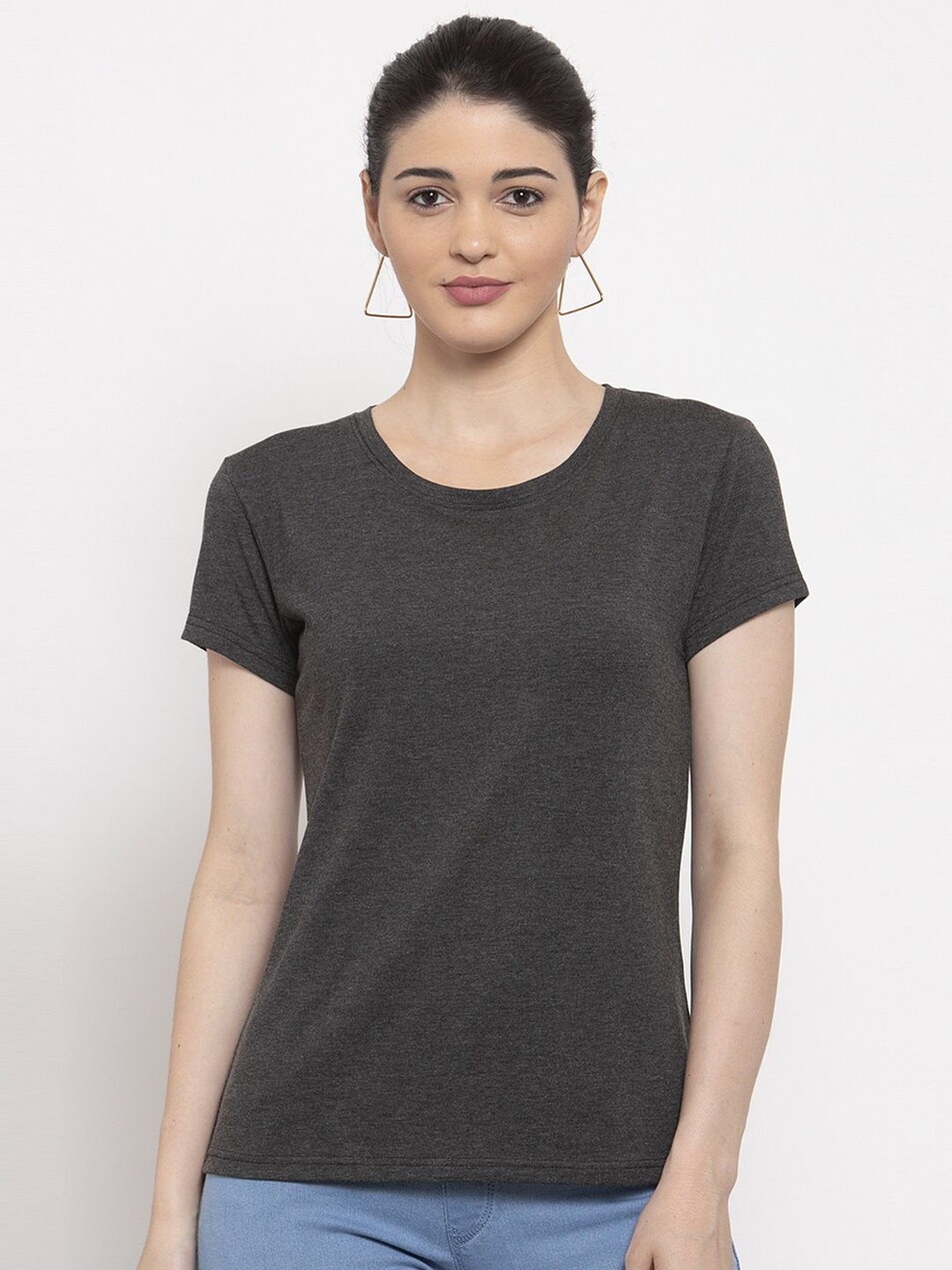 

Prag & Co Women Charcoal T-shirt