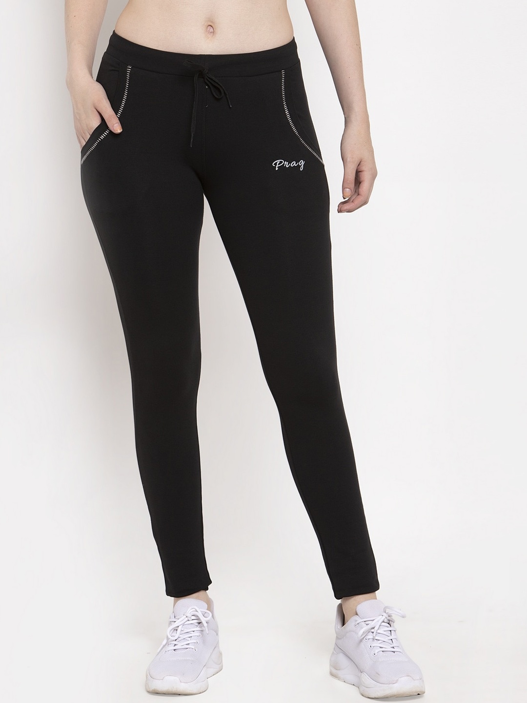 

Prag & Co Women Black Solid Cotton Track Pants