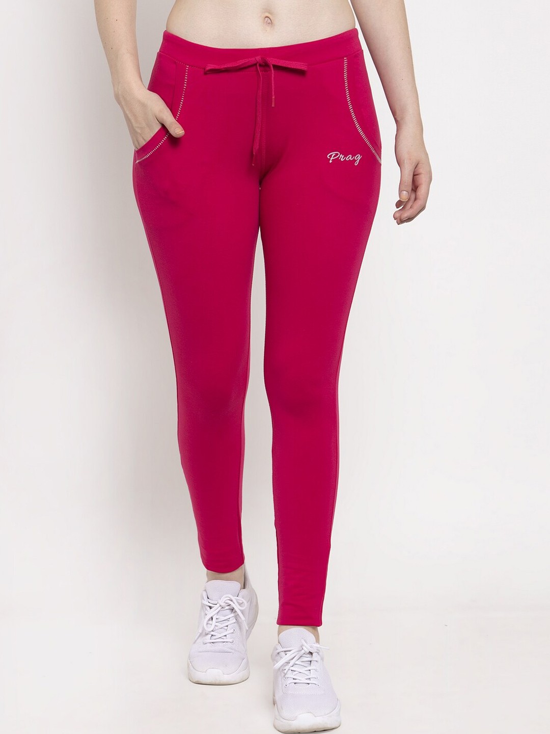 

Prag & Co Women Pink Solid Cotton Track Pants