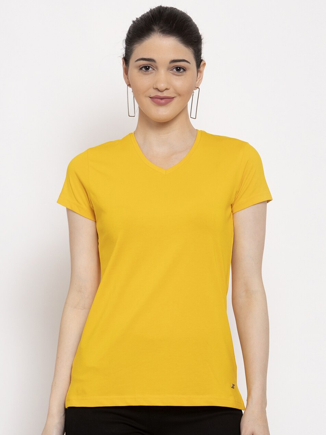 

Prag & Co Women Yellow V-Neck T-shirt