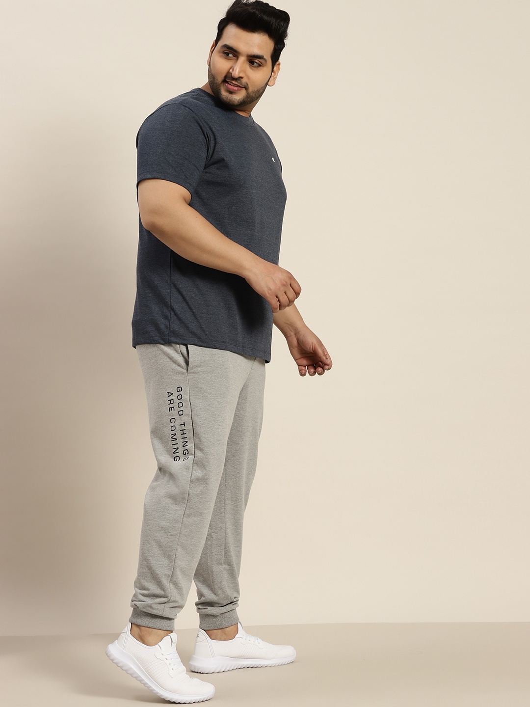 

Sztori Men Plus Size Grey Melange Solid Joggers