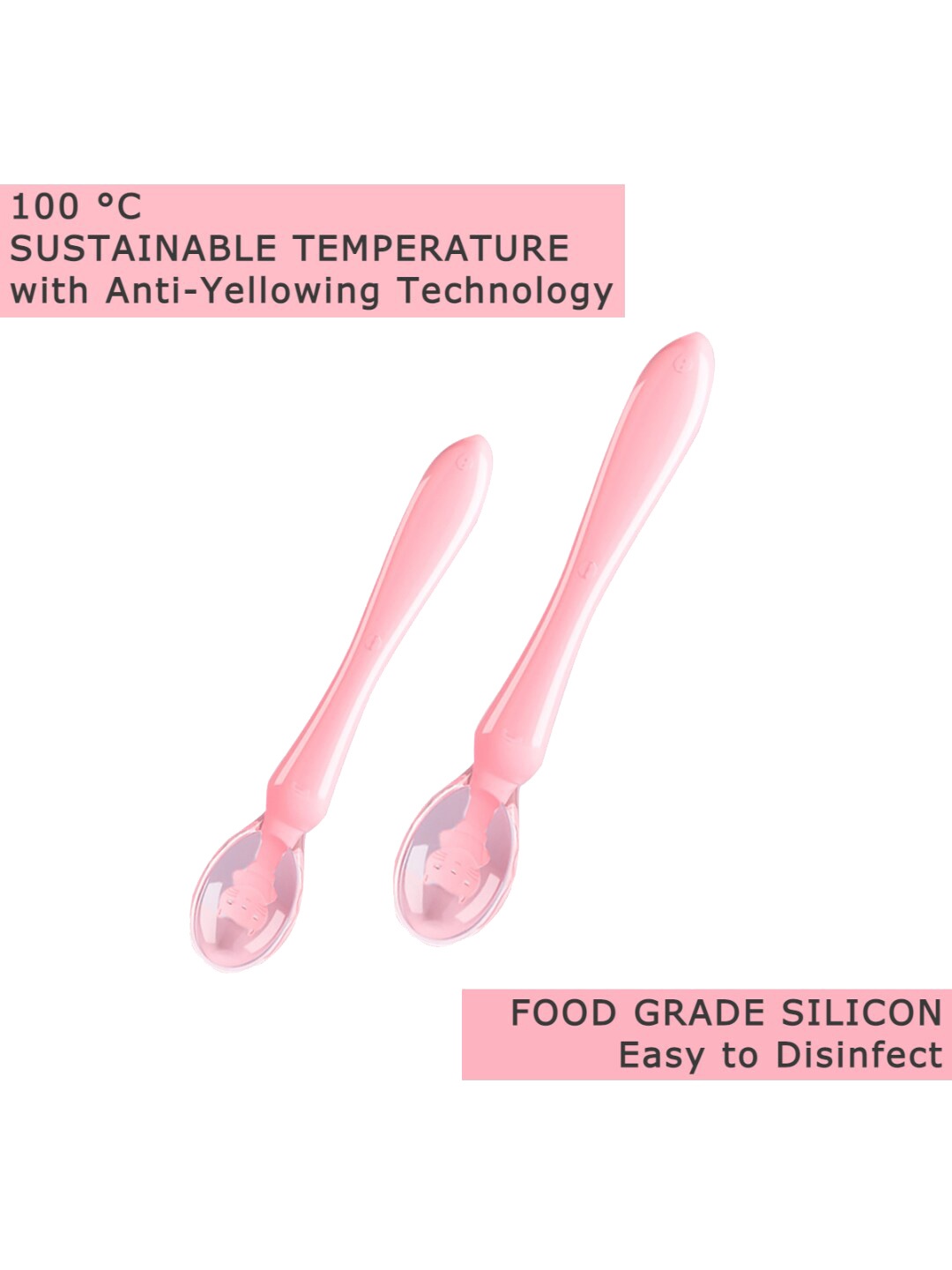 

GUCHIGU Pink Set of 2 Baby Feeding Spoons- 2029C