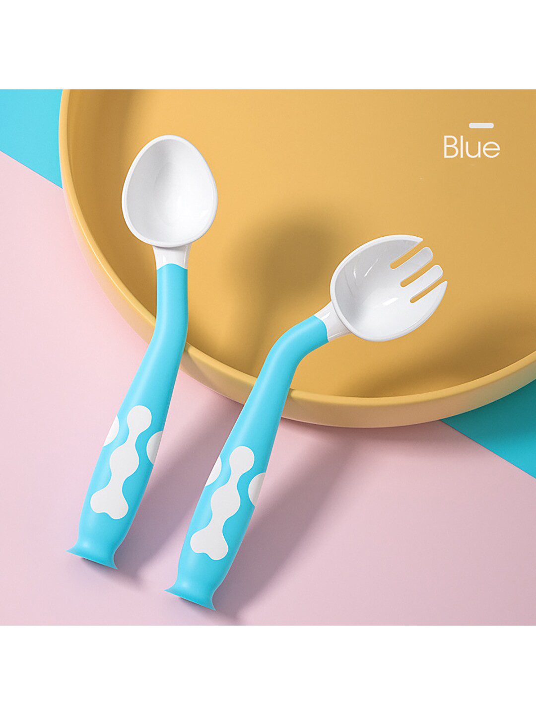 

GUCHIGU Blue Set of 2 Baby Feeding Spoons & Fork - 2025C