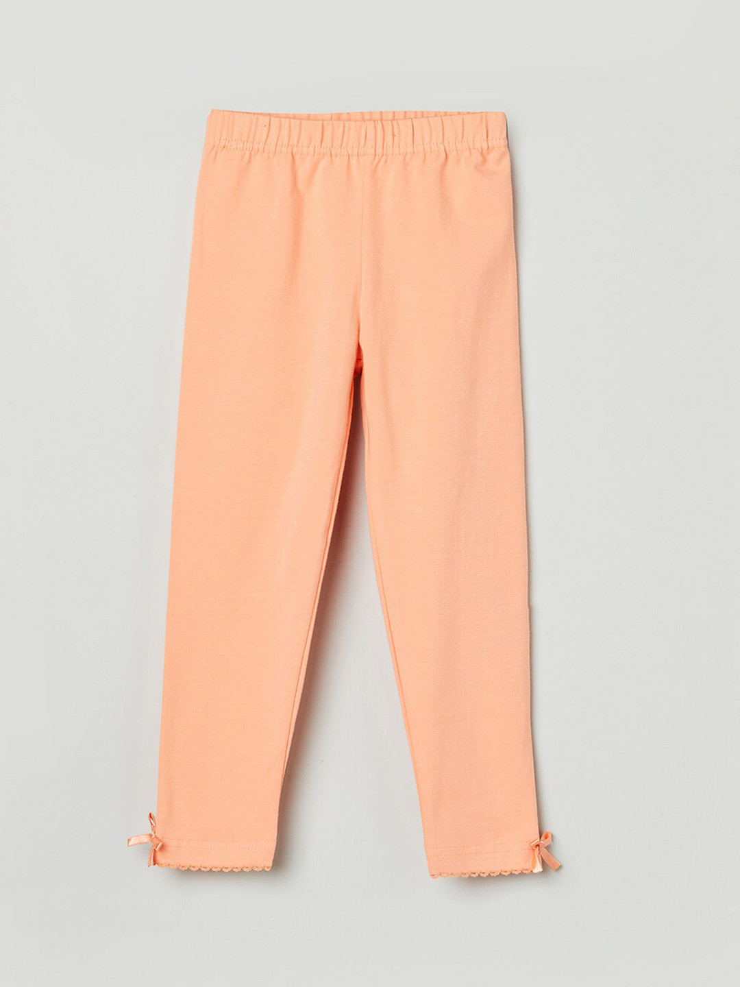 

max Girls Peach-Coloured Solid Leggings