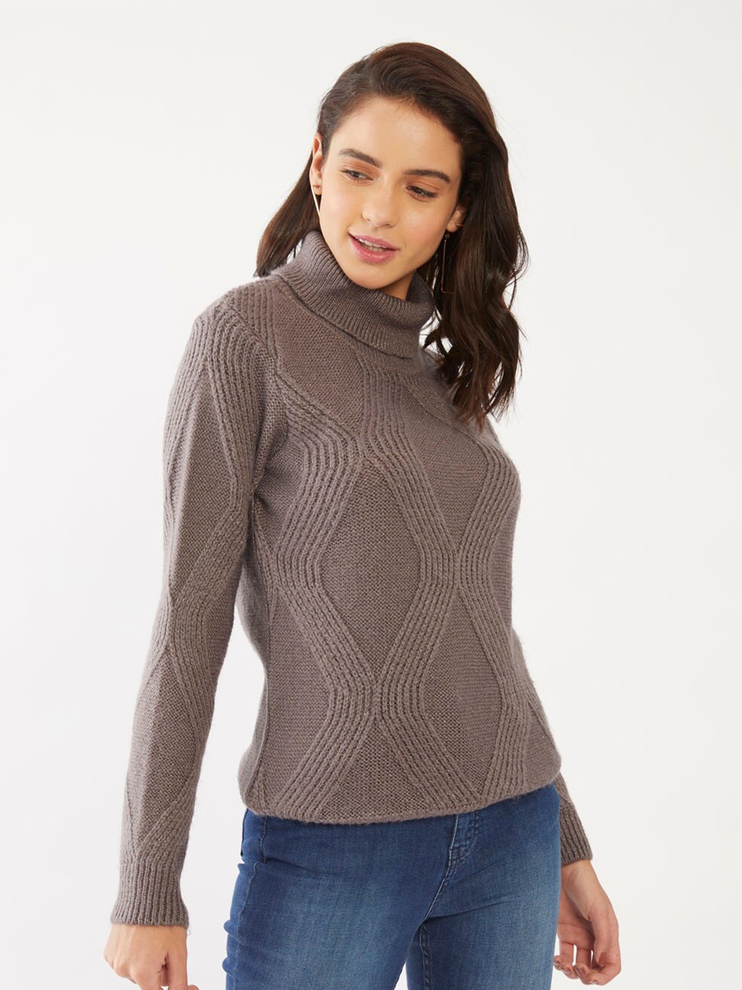 

Zink London Women Grey Ribbed Pullover