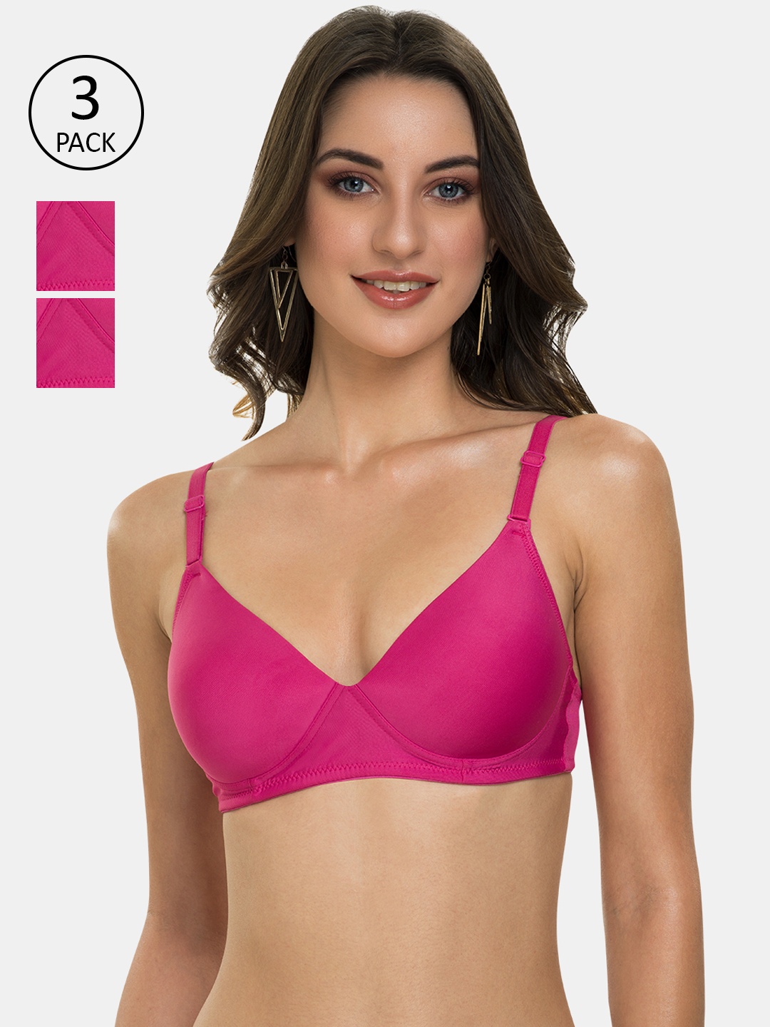 

Tweens Pink T-shirt Bra Heavily Padded-TW-91570-3PC-DPK