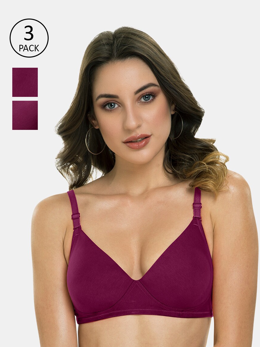 

Tweens Women Solid Magenta Pack of 3 Heavily Padded Bra-TW-91570-3PC-MG