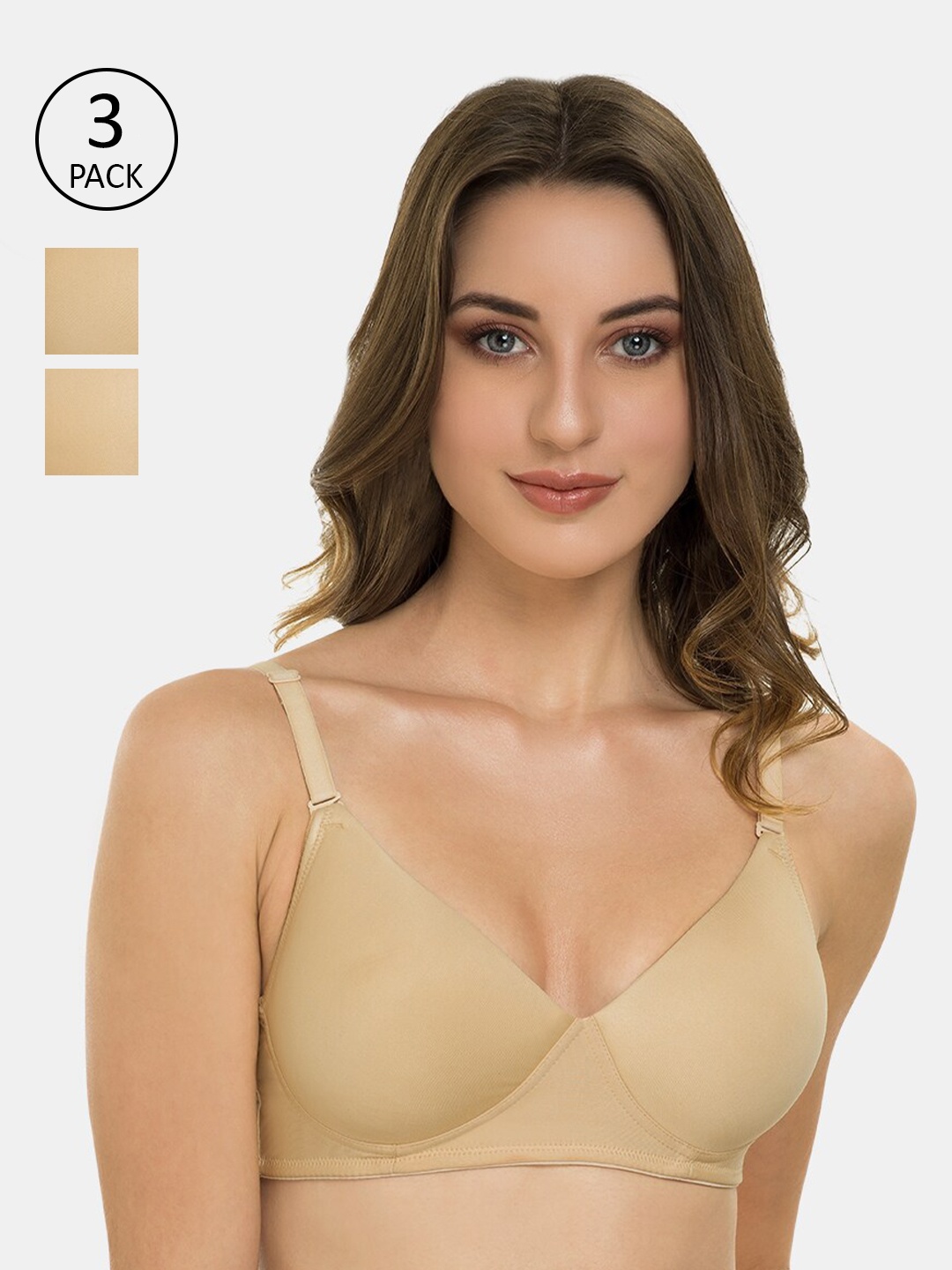 

Tweens Beige Set of 3 Solid Heavily Padded T-shirt Bras