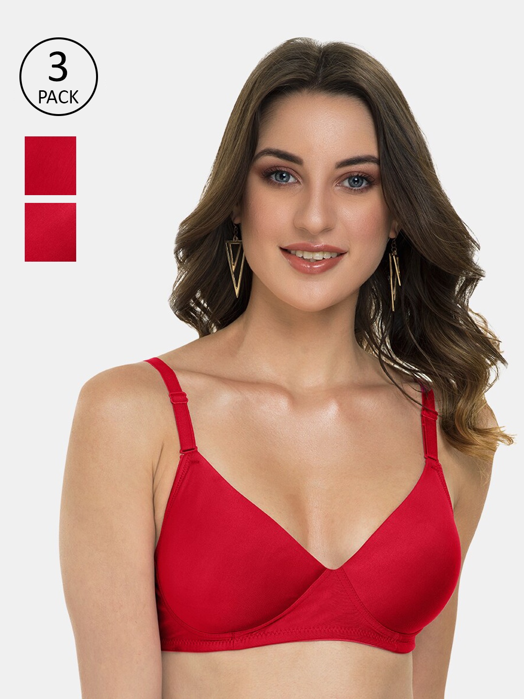 

Tweens Pack Of 3 Red T-shirt Bra Heavily Padded-TW-91570-3PC-RD