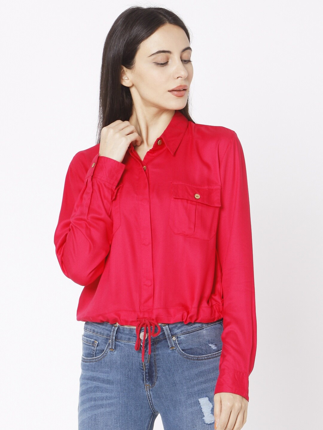 

SPYKAR Women Pink Solid Shirt Style Top