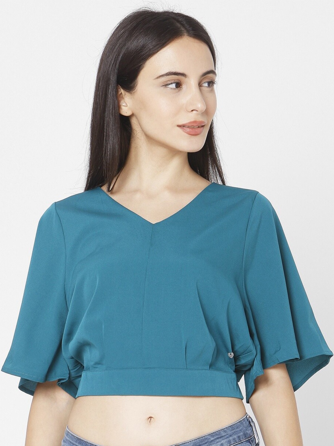 

SPYKAR Women Blue Regular Cotton Crop Top