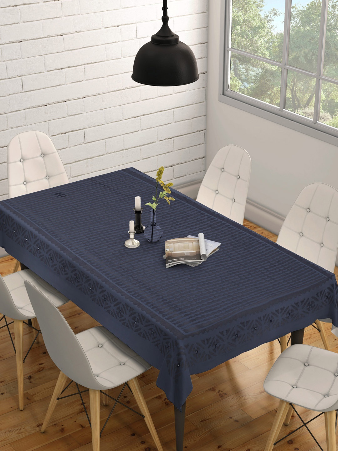 

Fabindia Blue & Black Printed Cotton 6 Seater Table Cover