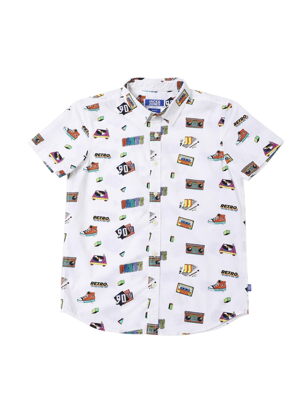 

Jack & Jones Boys White Opaque Printed Casual Shirt