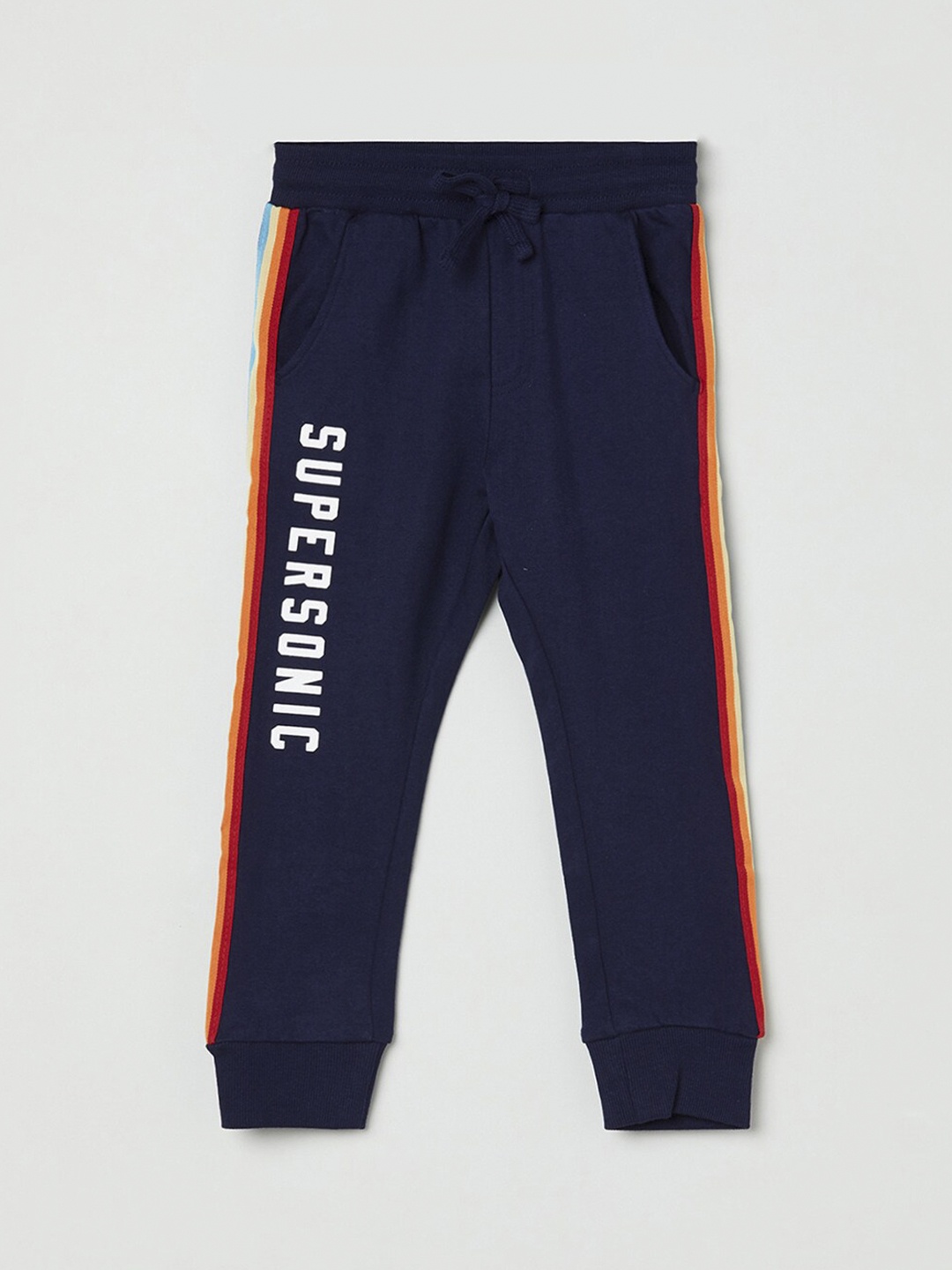 

max Boys Navy Blue Solid Pure Cotton Joggers