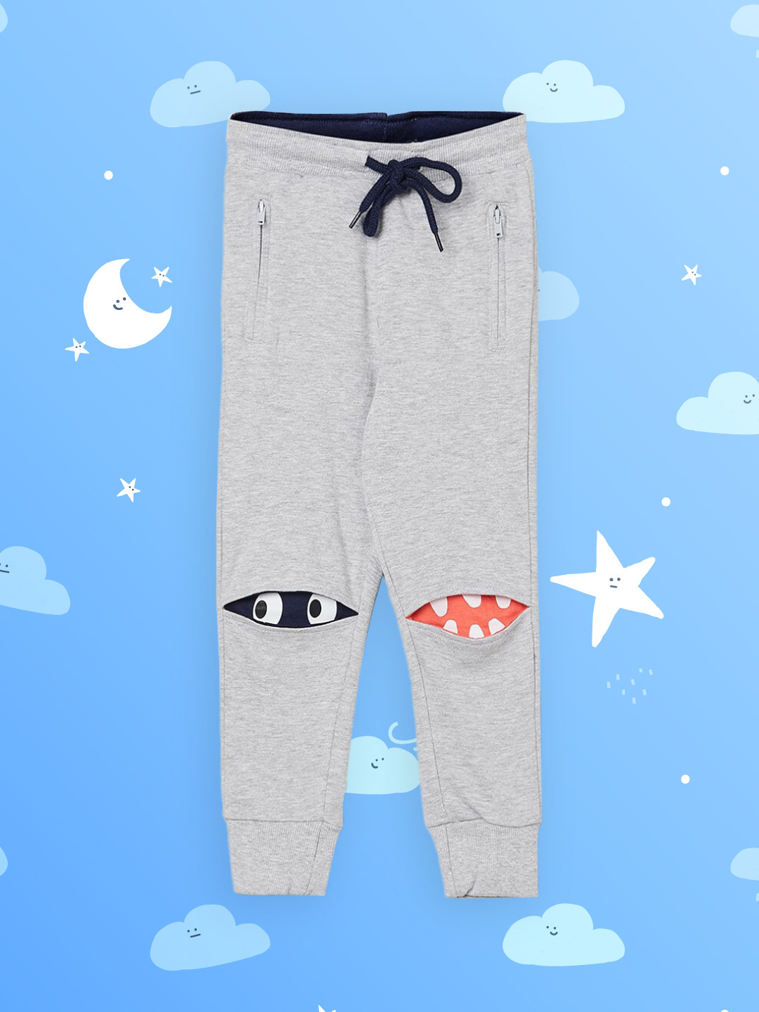 

max Boys Grey Solid Cotton Joggers