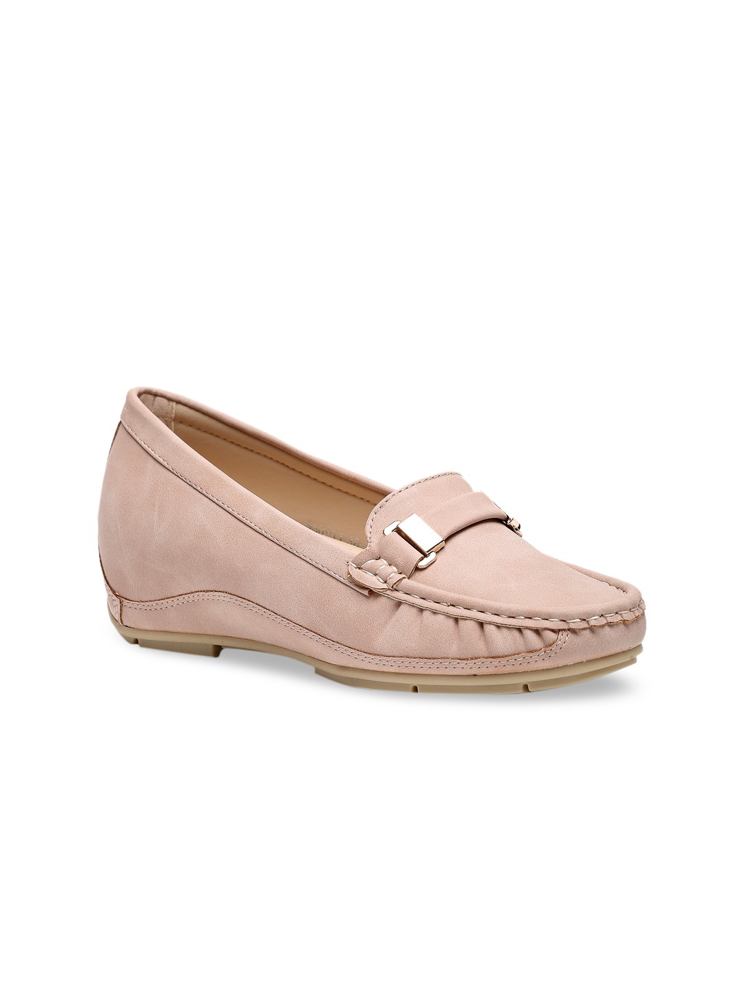 

Flat n Heels Women Pink Textured Driving Shoes