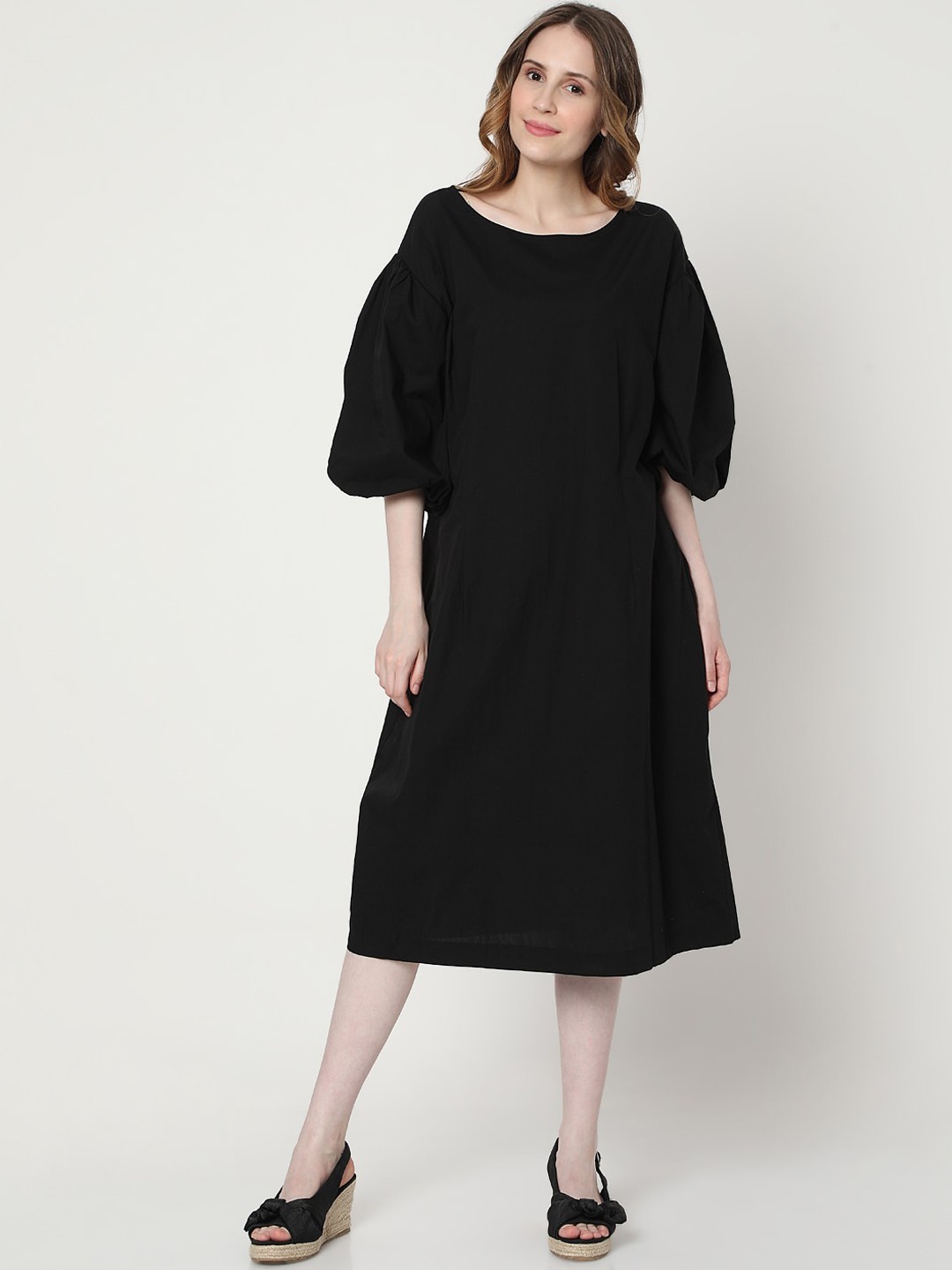 

Vero Moda Black A-Line Midi Dress