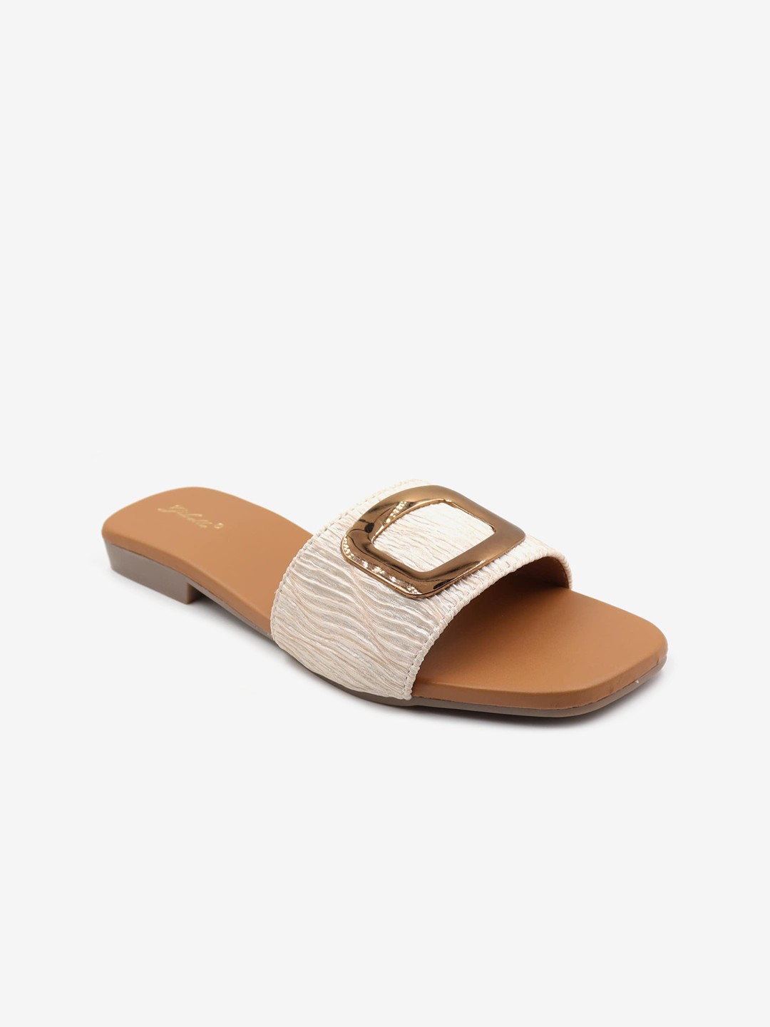 

Gibelle Women Cream-Coloured Embellished Open Toe Flats