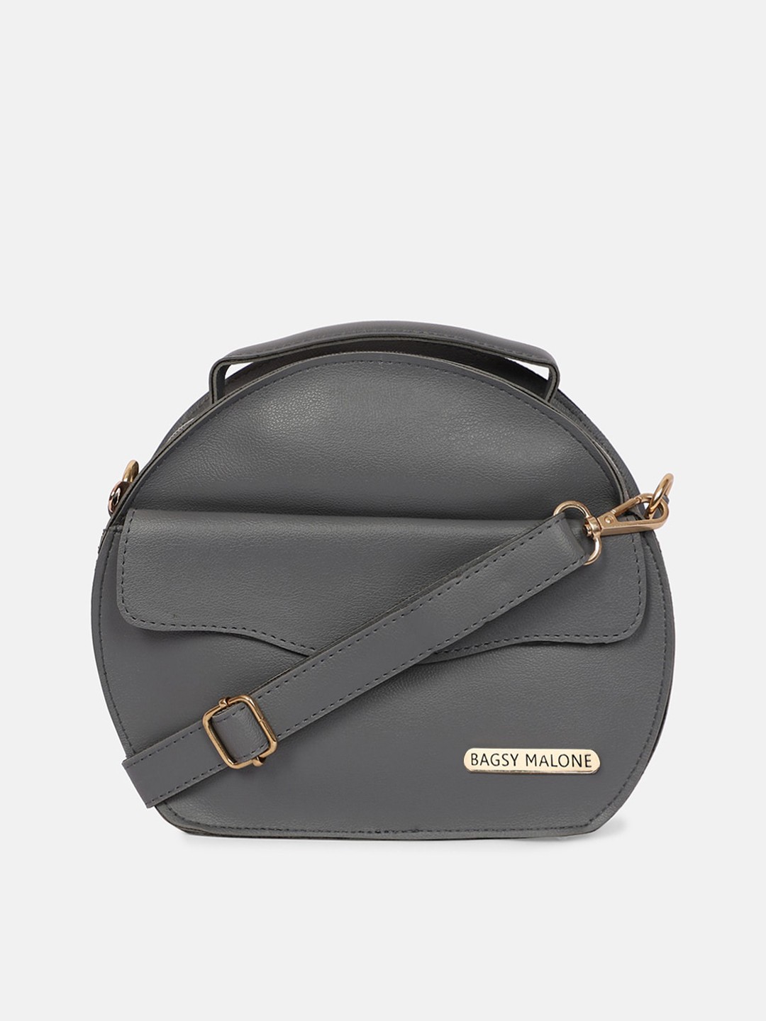 

Bagsy Malone Women Grey PU Half Moon Sling Bag