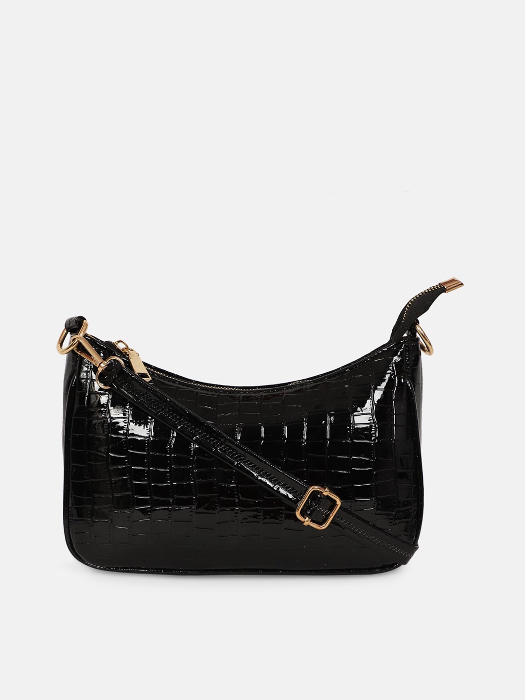

Bagsy Malone Black Textured PU Structured Sling Bag