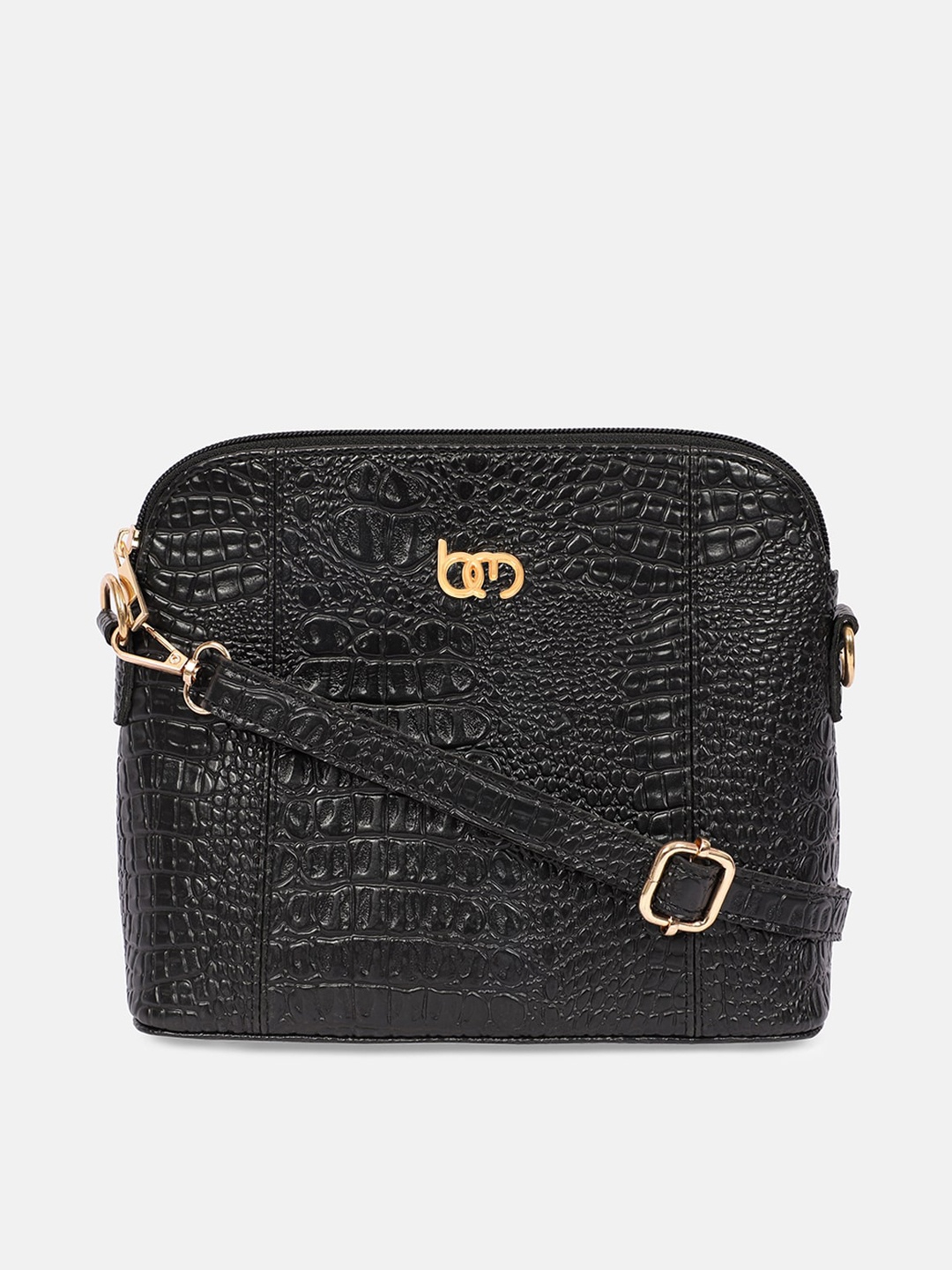 

Bagsy Malone Black Animal Textured PU Structured Sling Bag with Tasselled