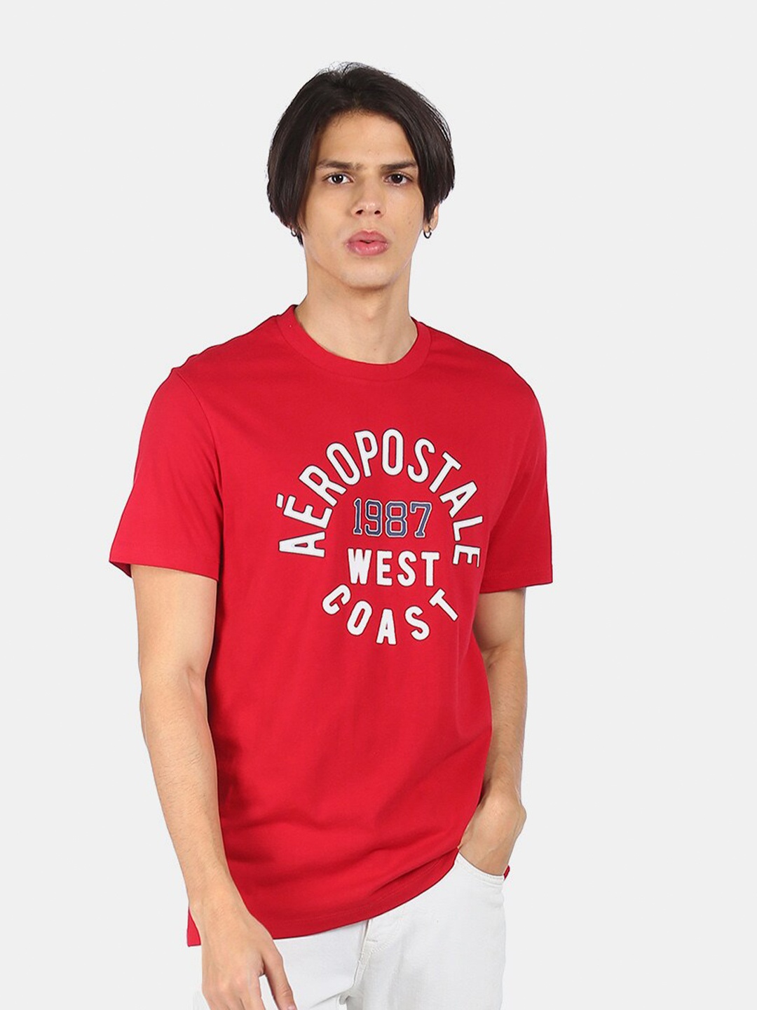 

Aeropostale Men Red Typography Printed T-shirt