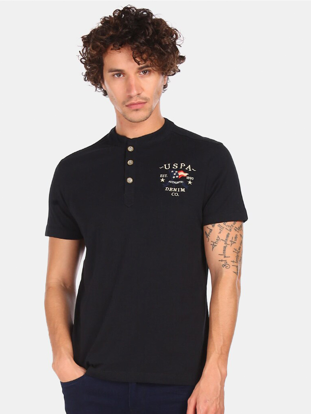 

U.S. Polo Assn. Denim Co. Men Black Typography Printed T-shirt