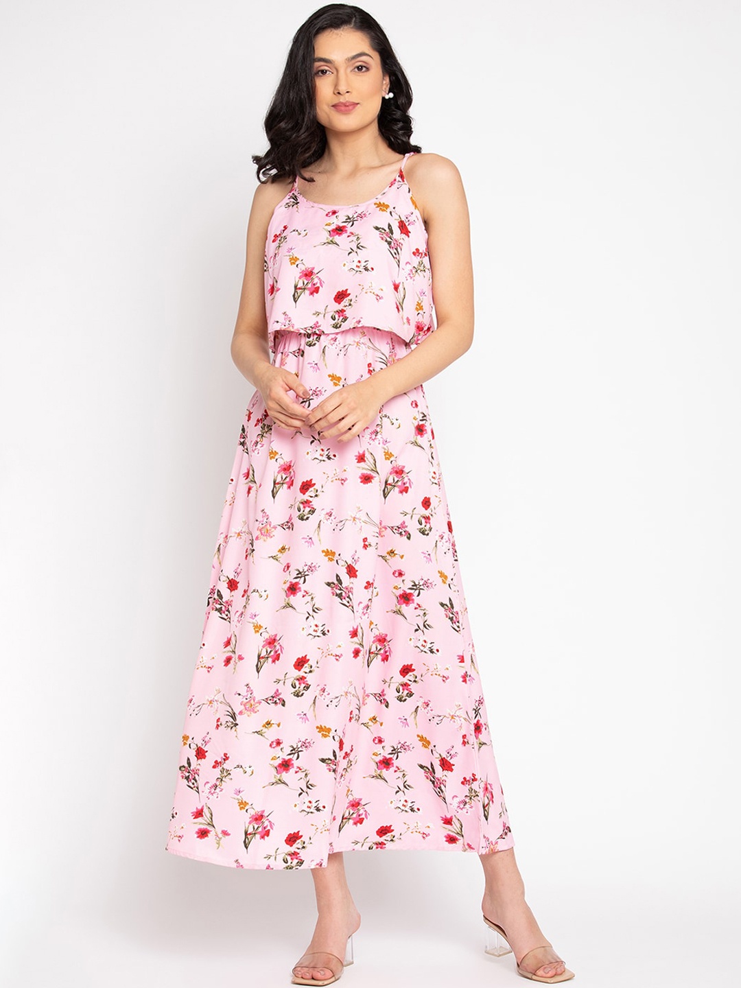 

The Vanca Pink & Red Floral Maxi Dress