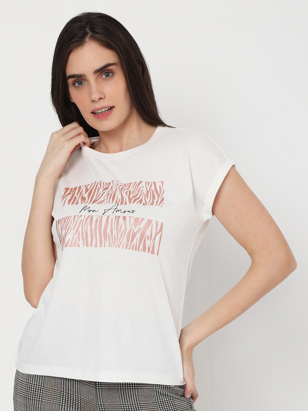 

Vero Moda Women White Printed T-shirt