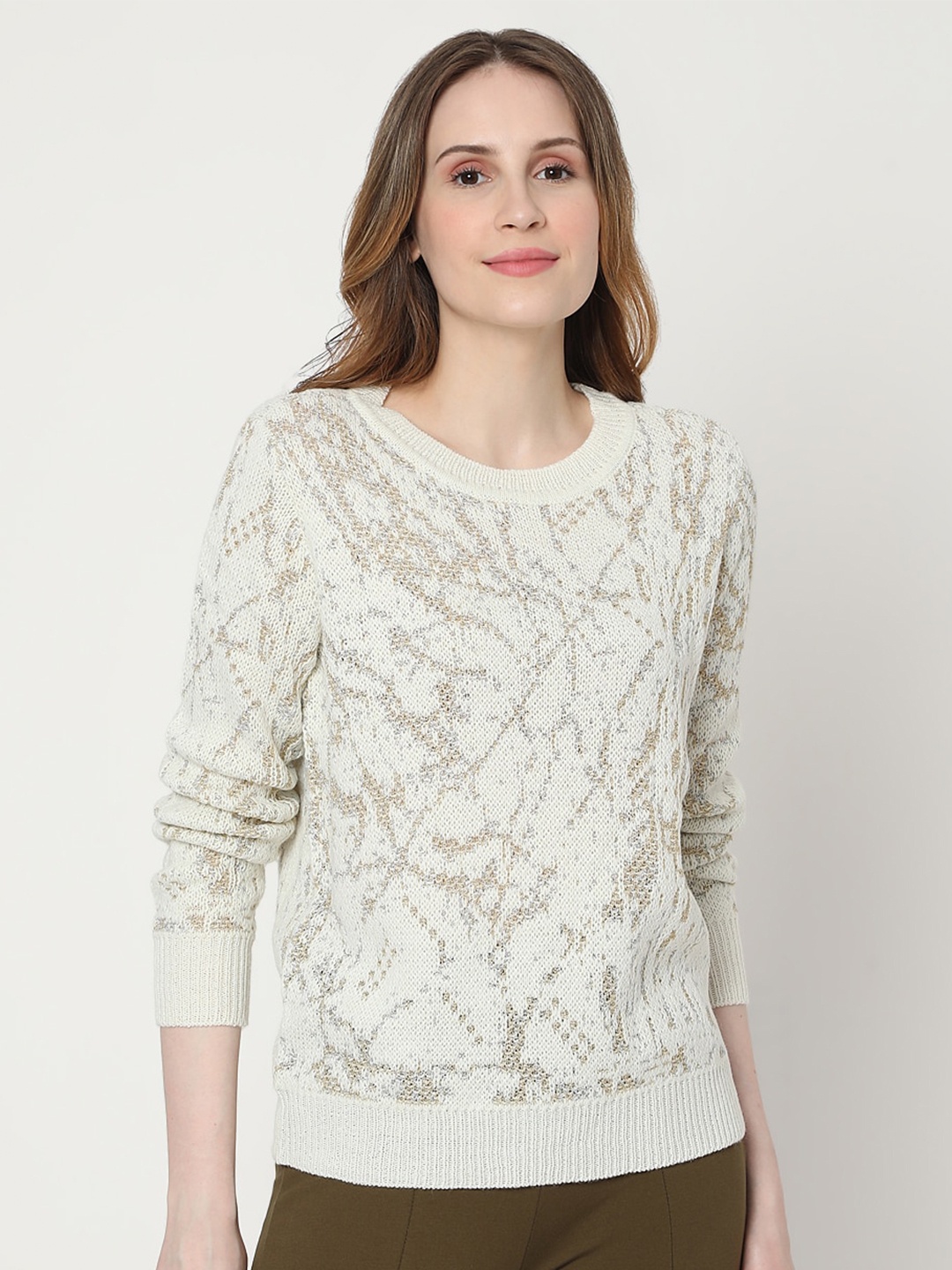 

Vero Moda Women White Ribbed Pullover