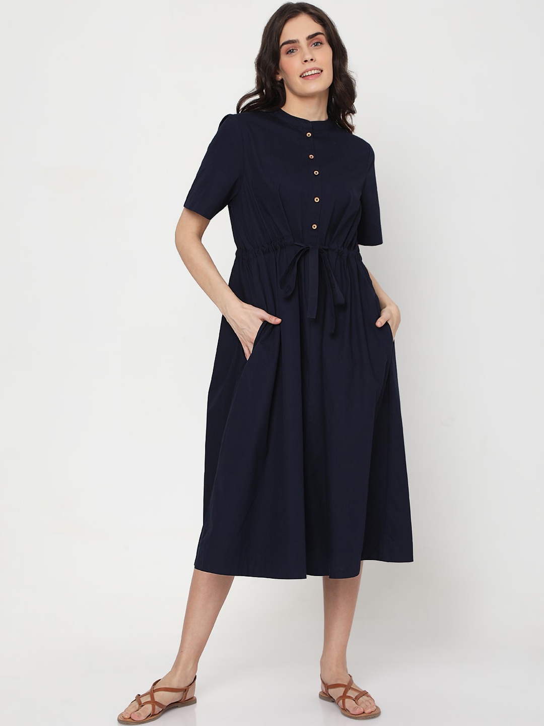 

Vero Moda Women Blue Shirt Midi Dress