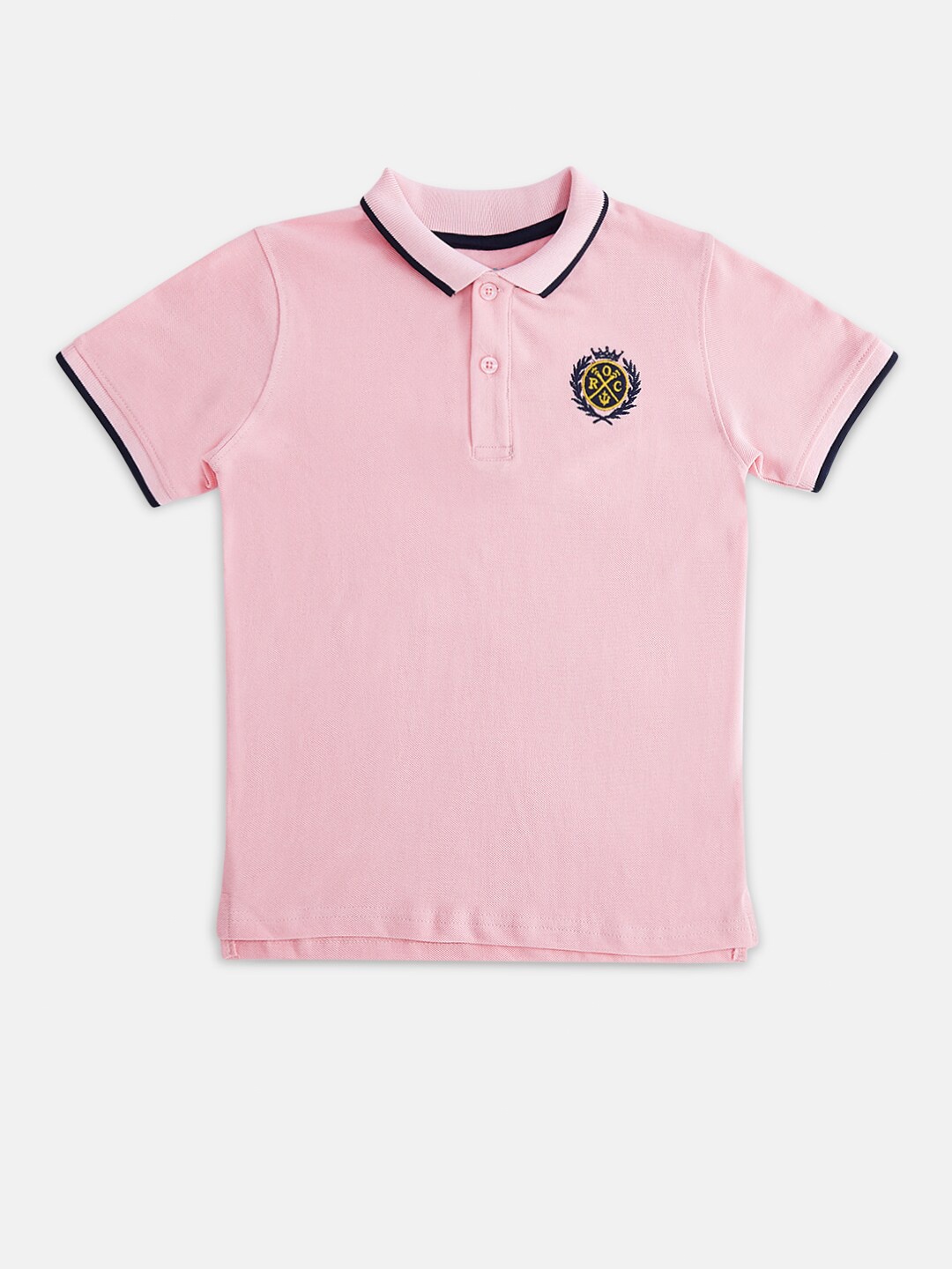 

Pantaloons Junior Boys Pink Polo Collar Pure Cotton T-shirt