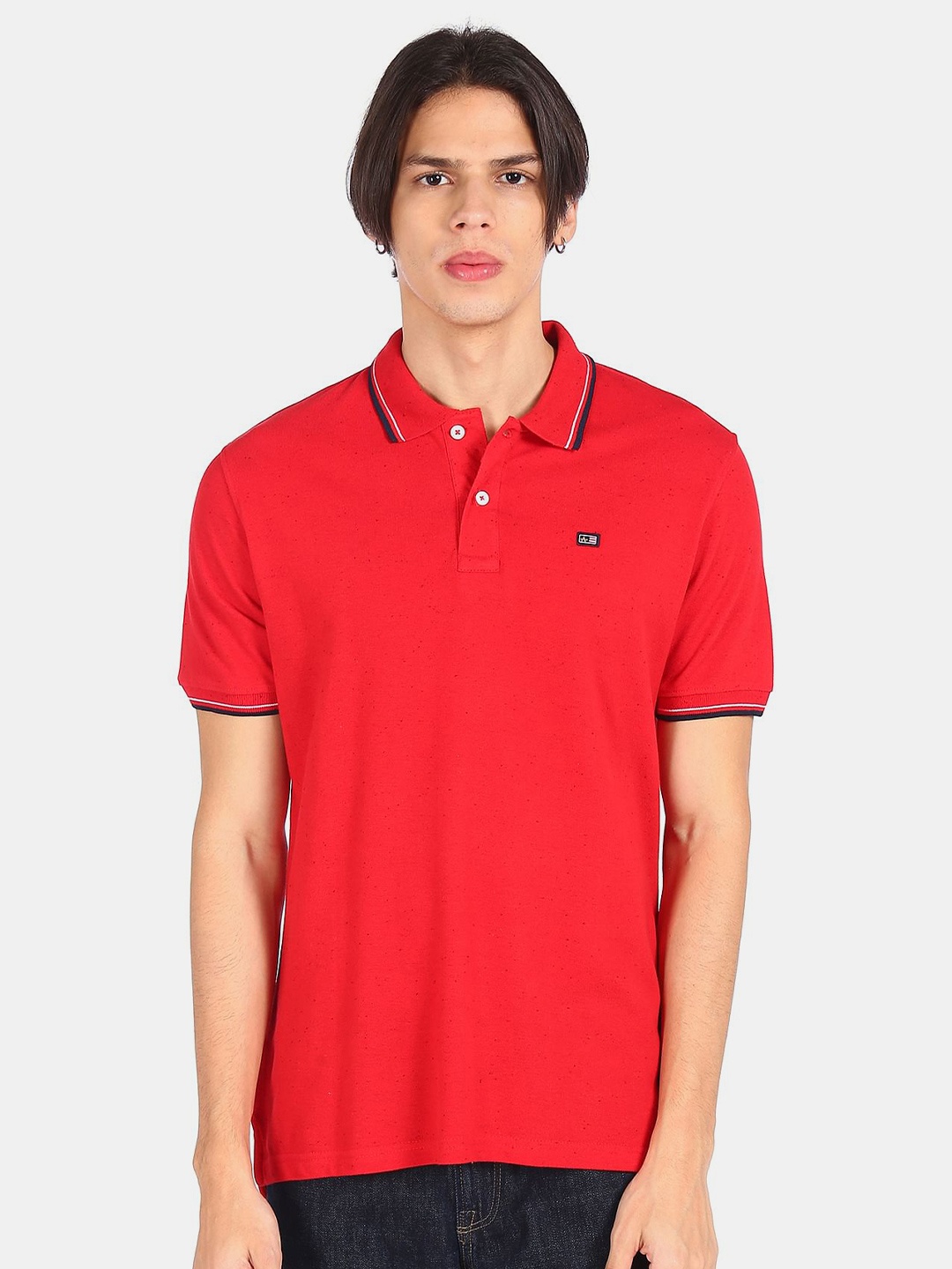 

Arrow Sport Men Red Polo Collar Cotton T-shirt