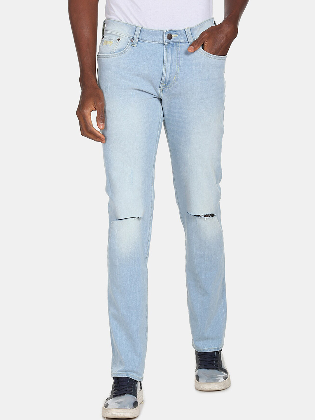 

Aeropostale Men Blue Slim Fit Slash Knee Heavy Fade Jeans