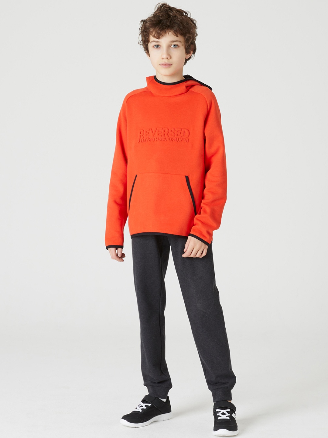 

Domyos By Decathlon Boys Orange Solid Hooded Sweatshirt