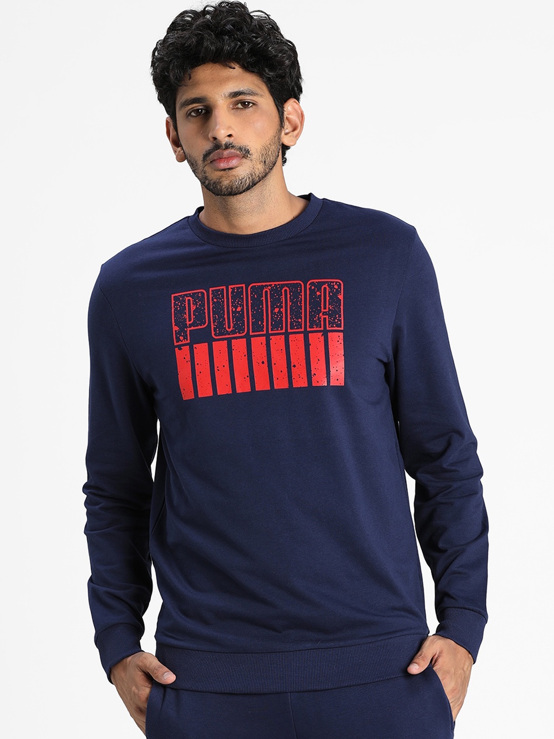 

Puma Men Navy Blue & Red Printed Sweatshirt