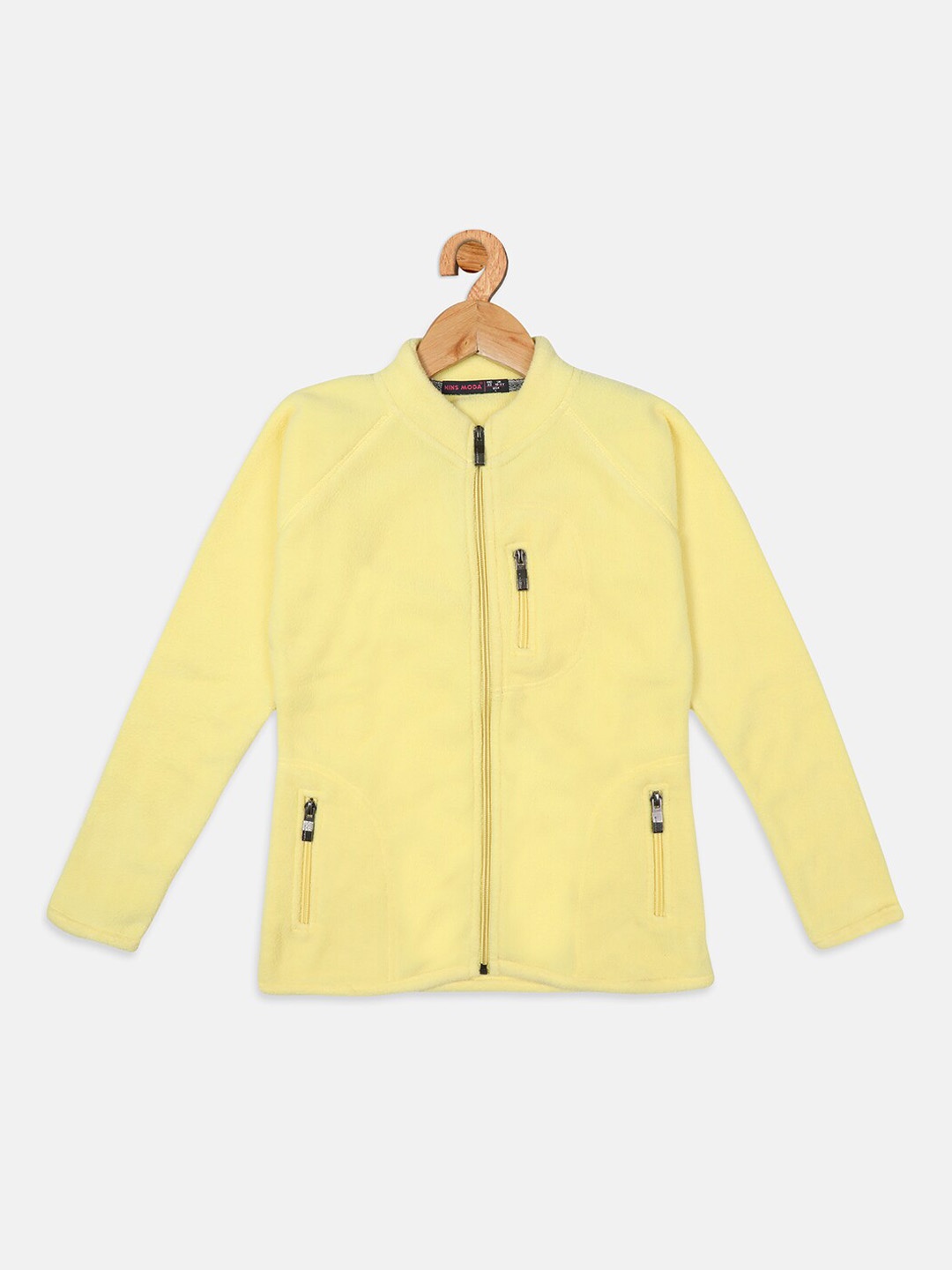

Nins Moda Girls Solid Yellow Fleece Sweatshirt