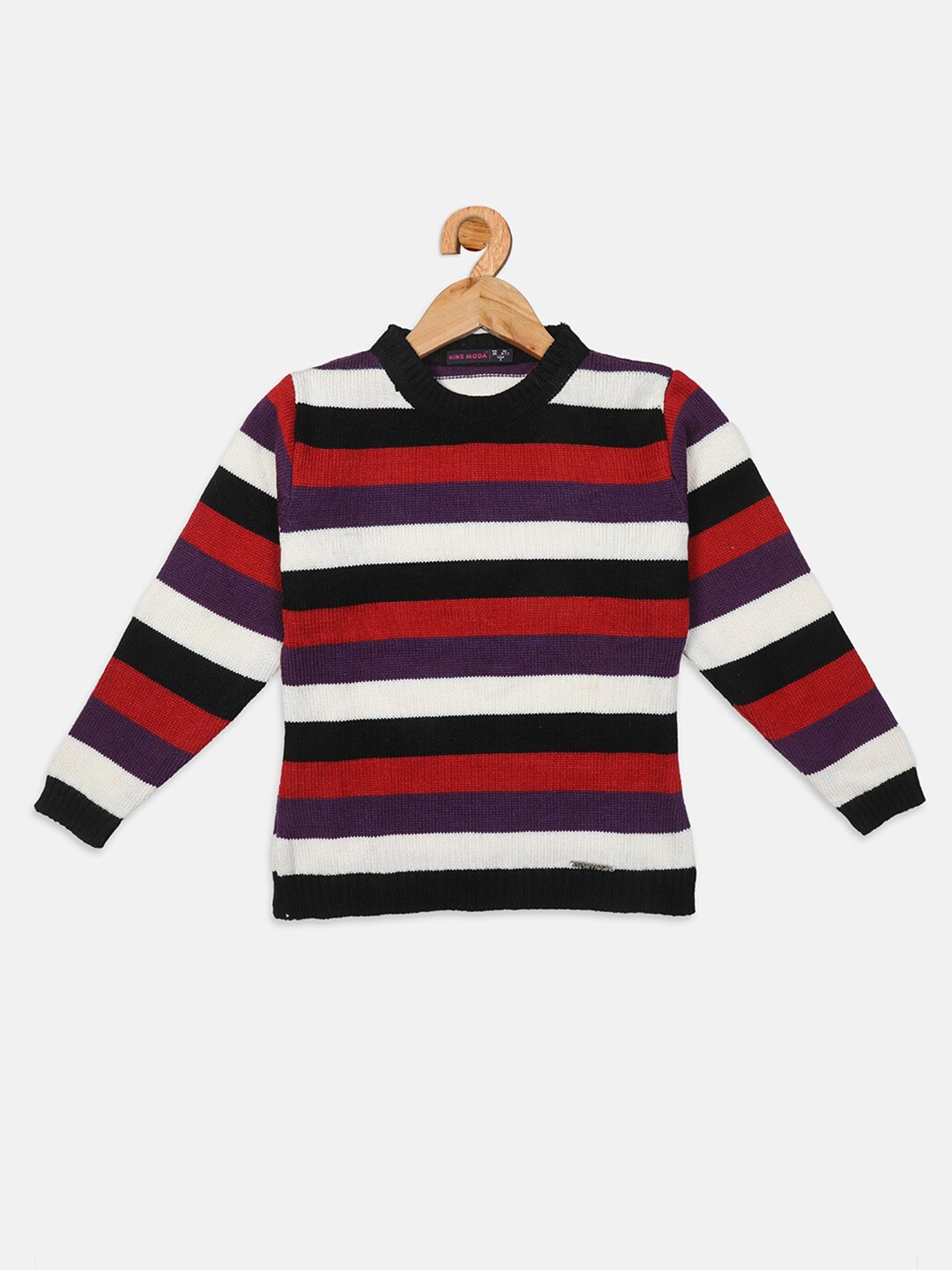 

Nins Moda Purple& Red Striped Regular Top