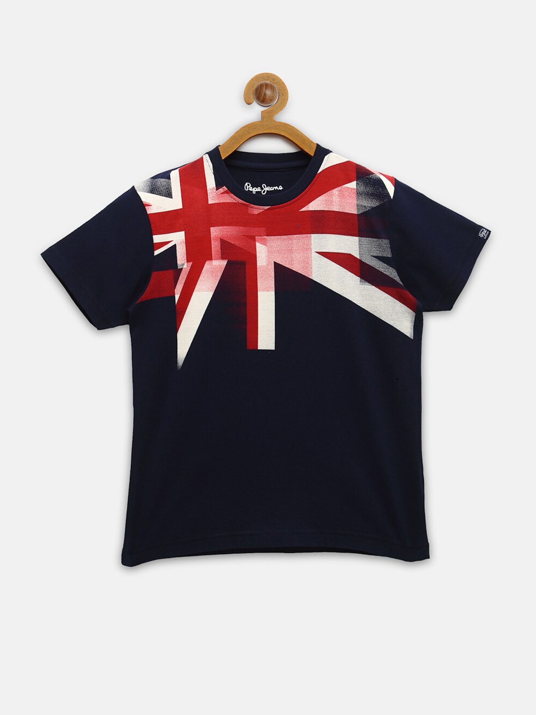 

Pepe Jeans Boys Navy Blue Red Printed Pure Cotton T-shirt