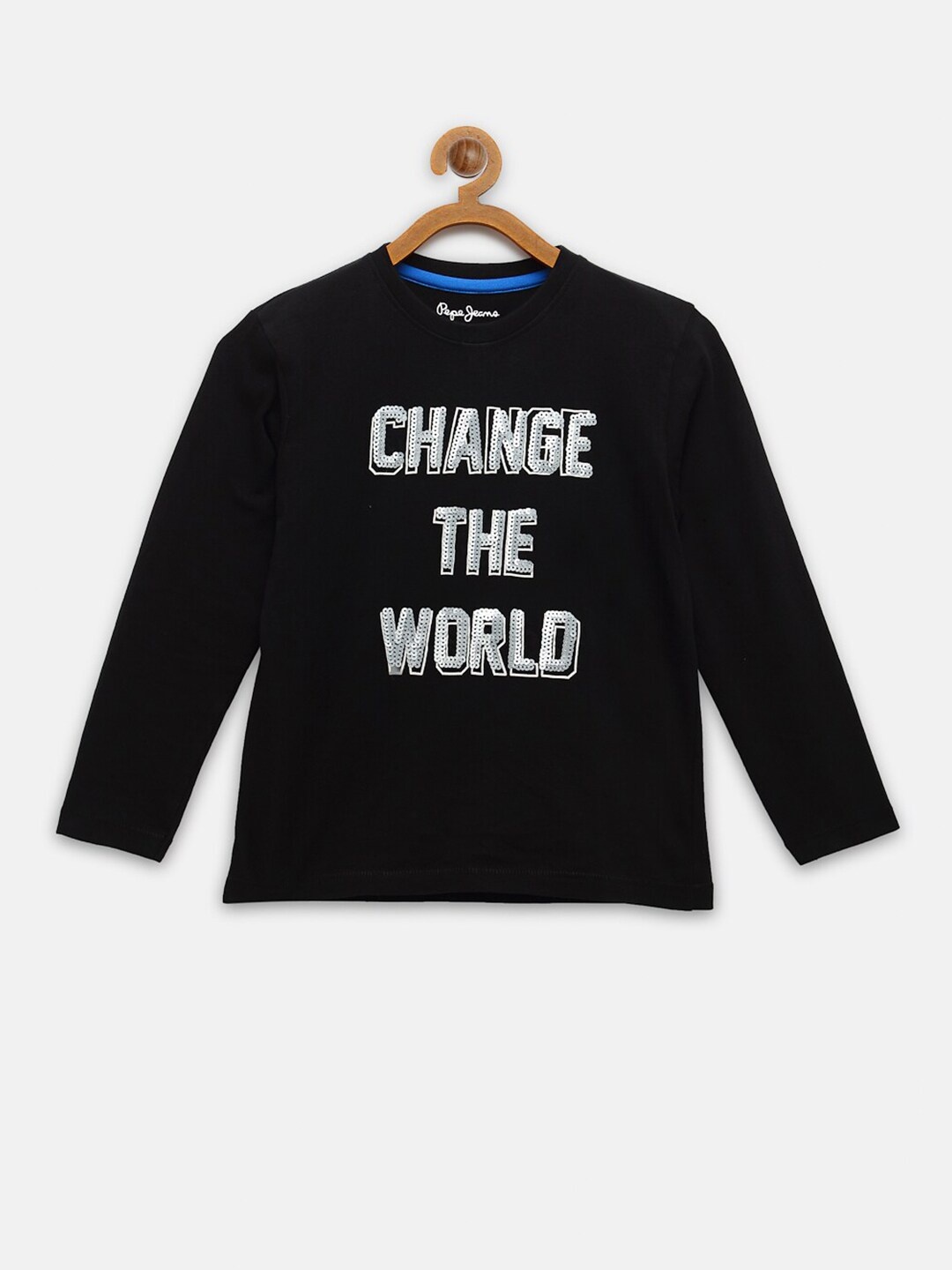 

Pepe Jeans Boys Black White Typography Printed Pure Cotton T-shirt