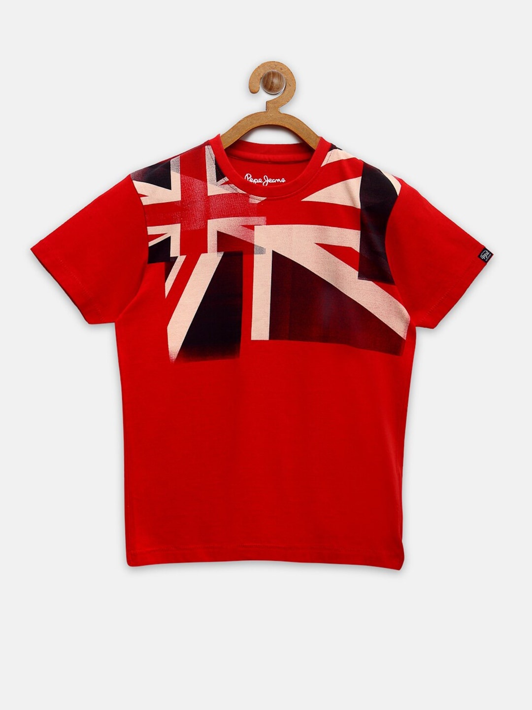 

Pepe Jeans Boys Red Typography Colourblocked Applique T-shirt