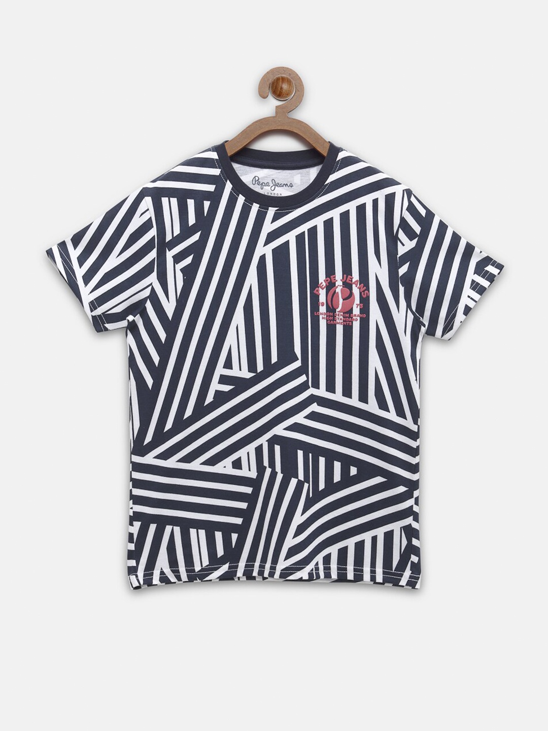 

Pepe Jeans Boys Navy Blue & White Printed T-shirt