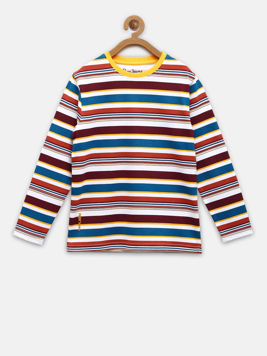 

Pepe Jeans Boys Red White Striped Pure Cotton T-shirt