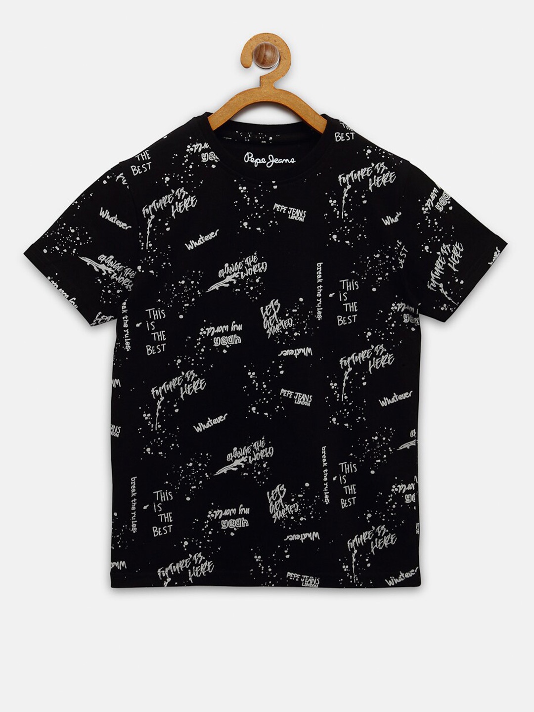 

Pepe Jeans Boys Black & Off White Typography Printed T-shirt