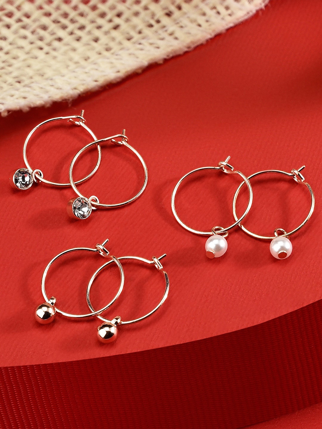 

Accessorize London Set Of 3 Gold-Plated Simple Circular Hoop Earrings, Rose gold
