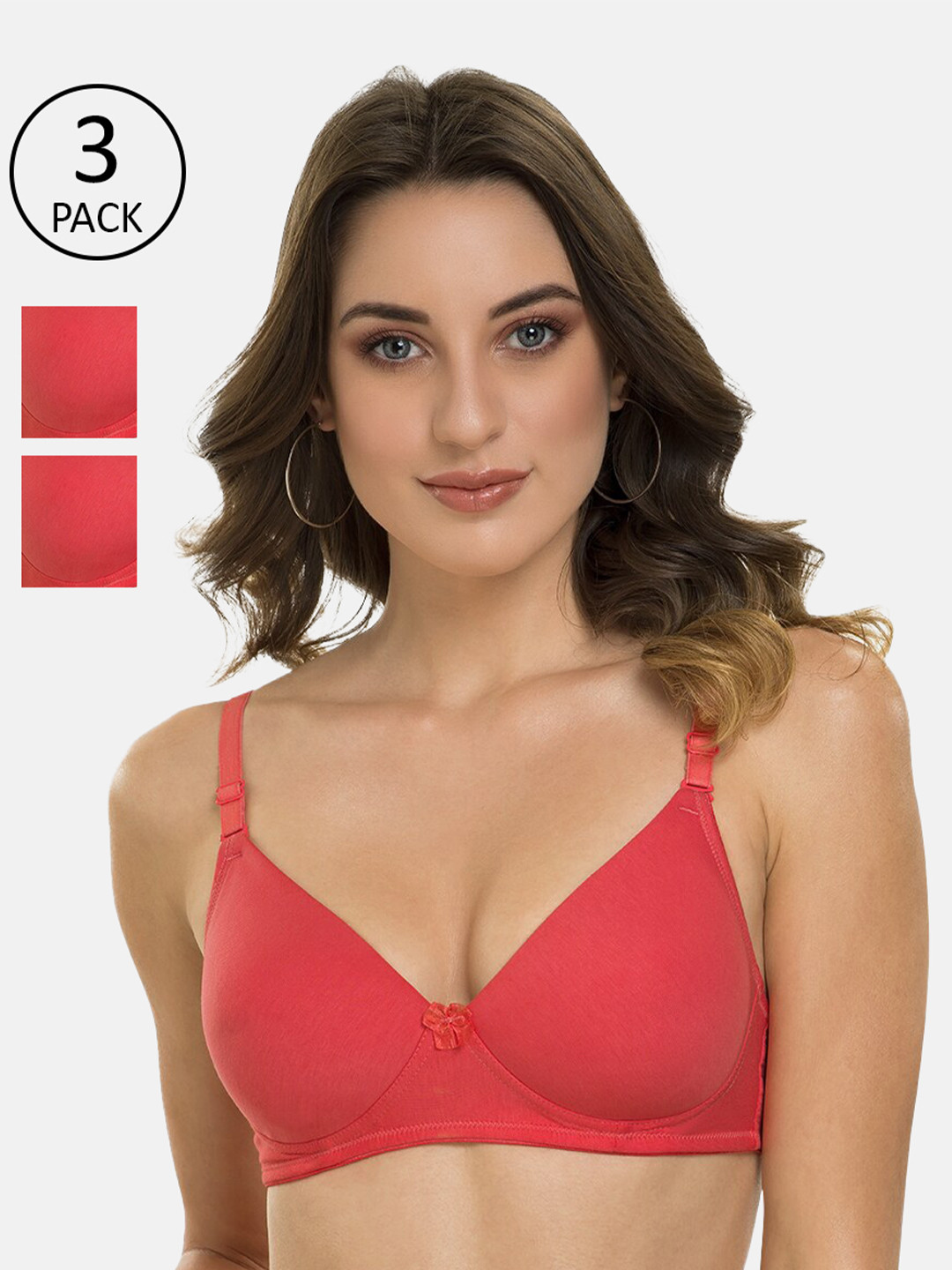 

Tweens Pack Of 3 Coral T-shirt Bra Lightly Padded-TW-91100-3PC-CRL