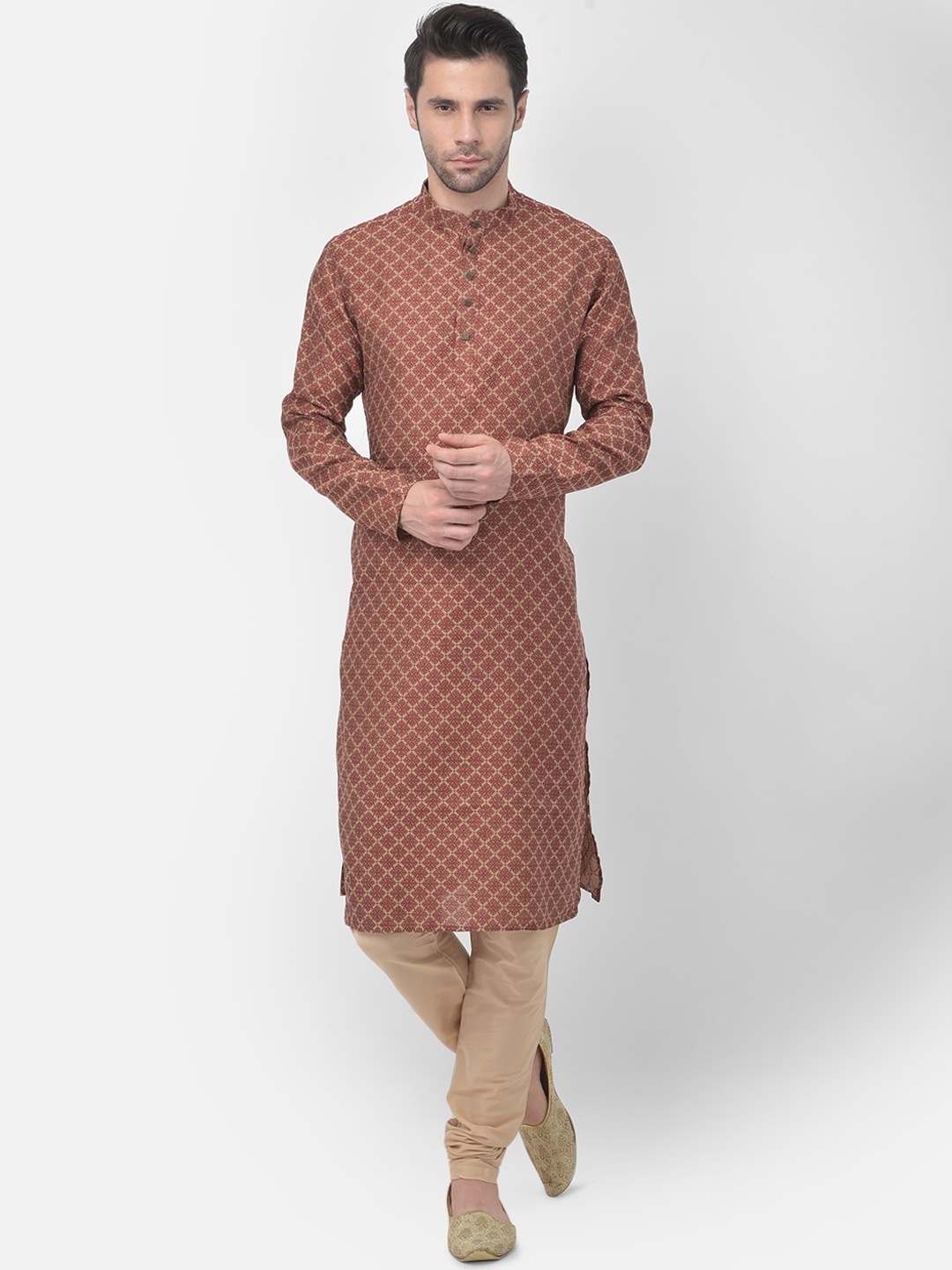 

TABARD Men Red Geometric Printed Kurta