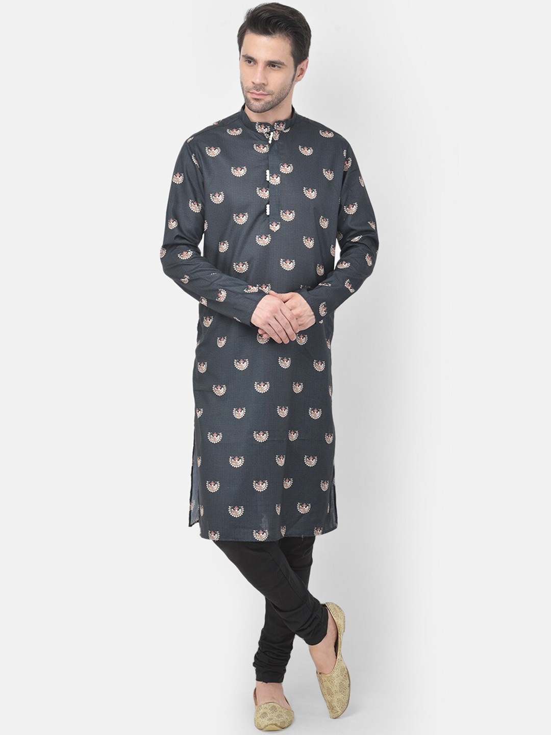 

TABARD Men Cotton Printed Kurta, Black