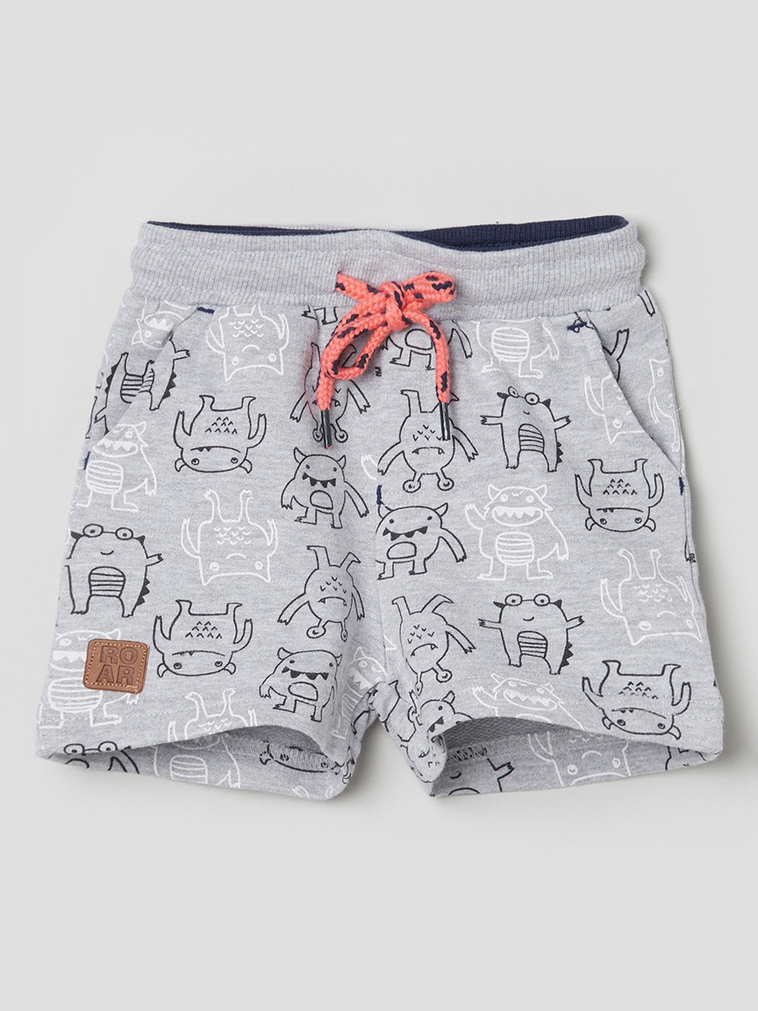 

max Boys Grey Conversational Printed Regular Shorts