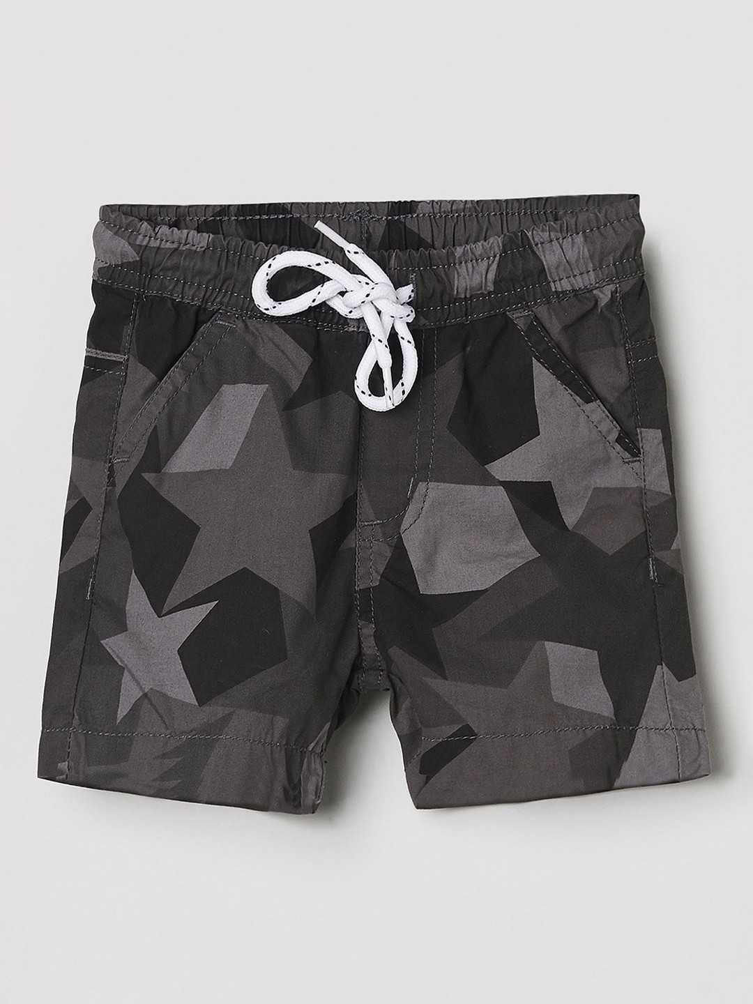 

max Boys Grey Camouflage Printed Regular Cotton Shorts